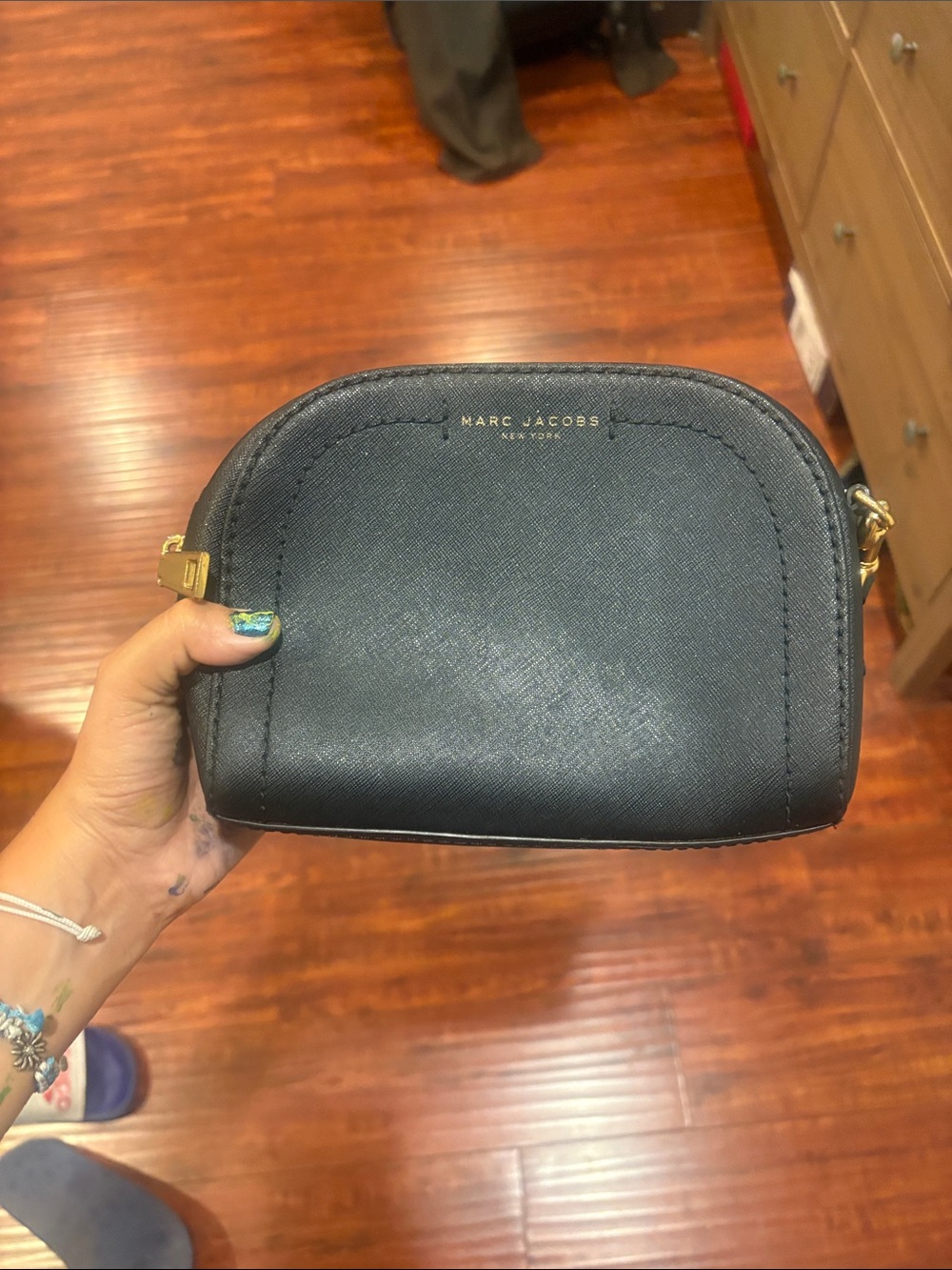 Marc Jacobs Black Textured Leather Crossbody Camera Bag